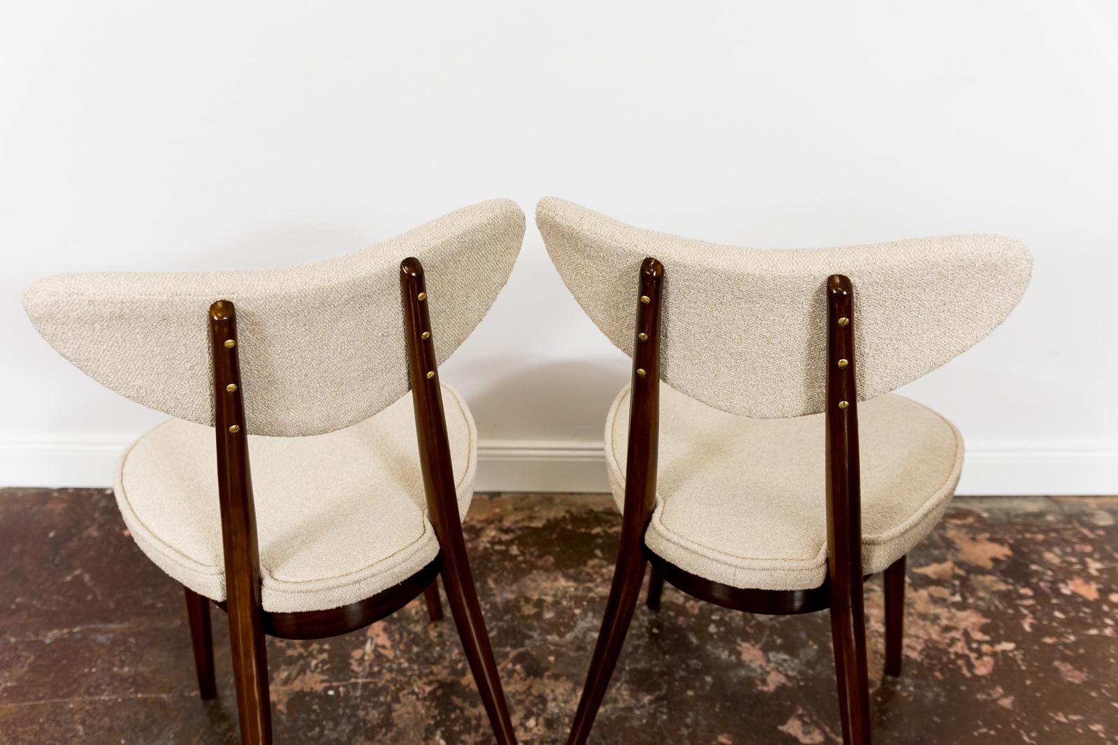 Set of 4 Mid-Century Bentwood Chairs in Beige Bouclé by H & J Kurmanowicz, 1950s 11