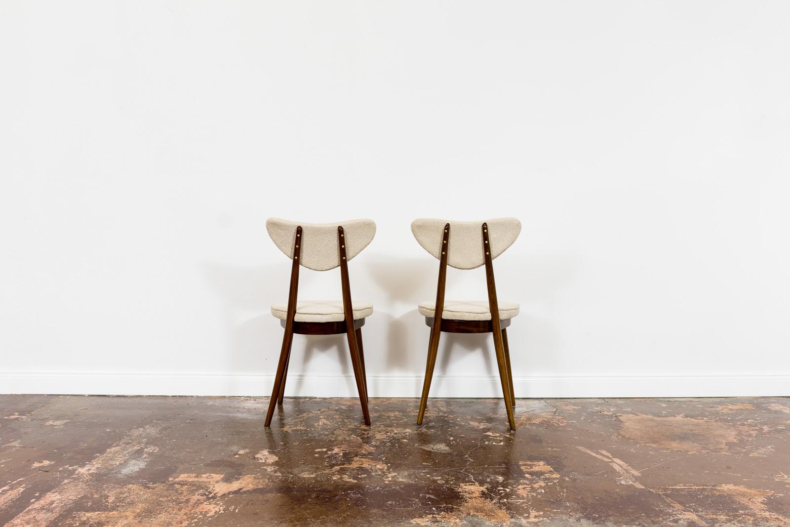 Mid-20th Century Set of 4 Mid-Century Bentwood Chairs in Beige Bouclé by H & J Kurmanowicz, 1950s
