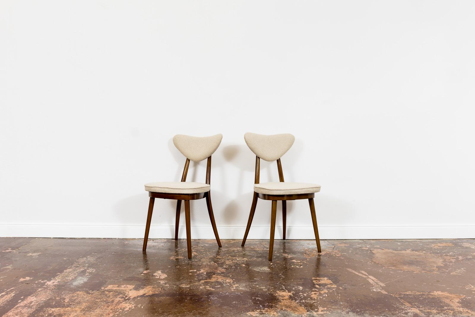 Set of 4 Mid-Century Bentwood Chairs in Beige Bouclé by H & J Kurmanowicz, 1950s 2