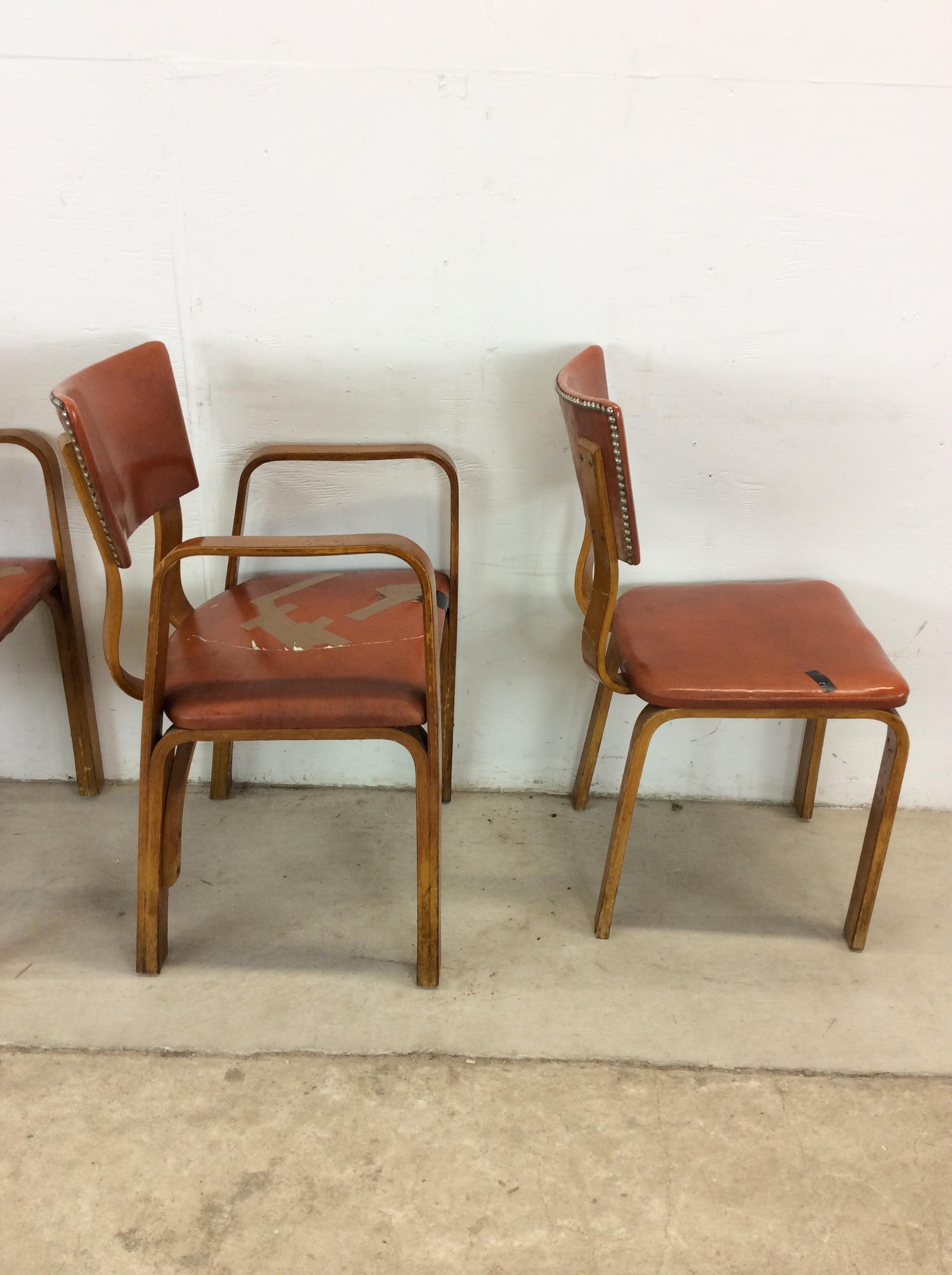 Set di 4 sedie da pranzo in legno di bengala della metà del secolo scorso, in stile Thonet in vendita 5
