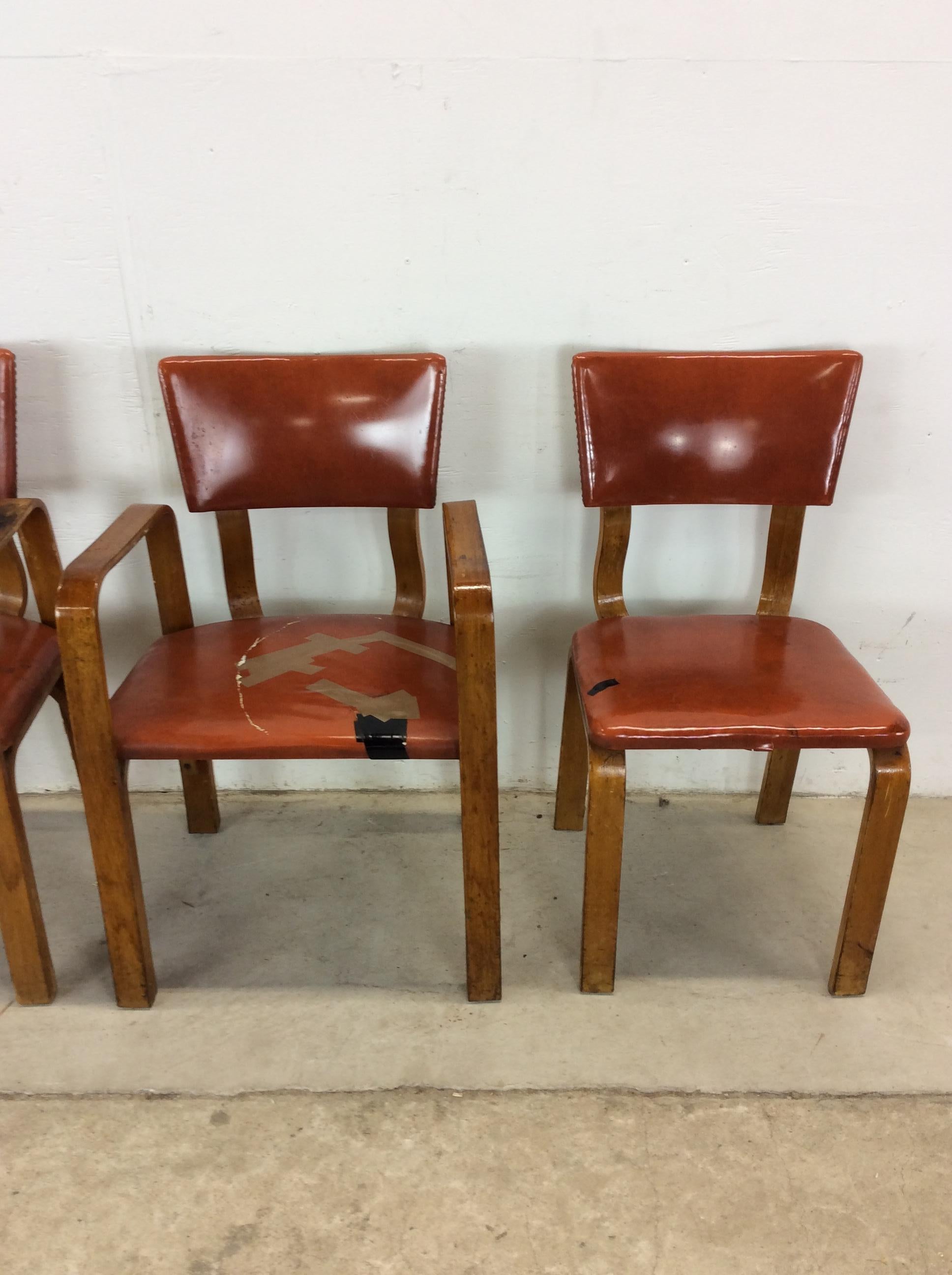 Mid-Century moderno Set di 4 sedie da pranzo in legno di bengala della metà del secolo scorso, in stile Thonet in vendita