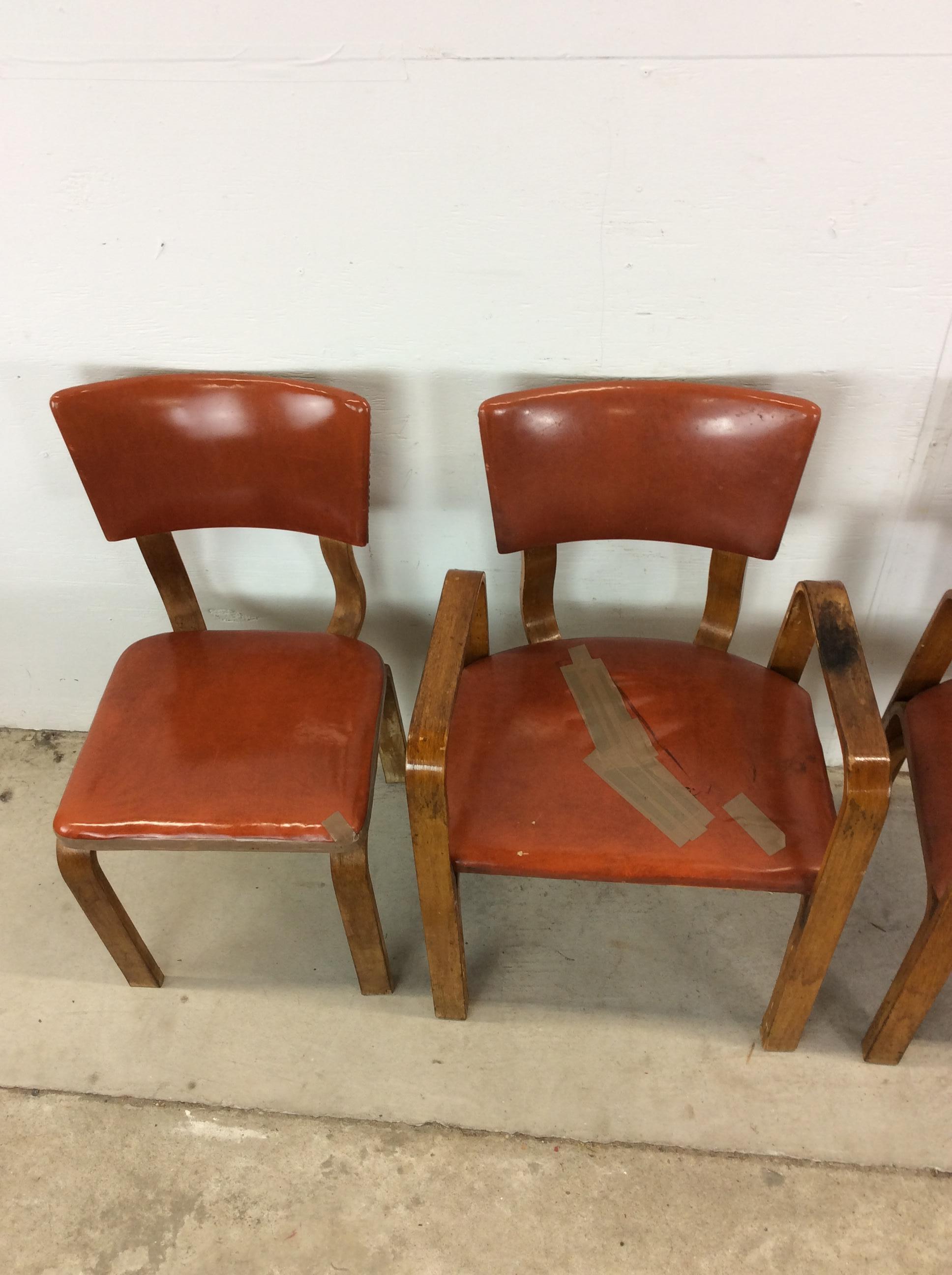 Americano Set di 4 sedie da pranzo in legno di bengala della metà del secolo scorso, in stile Thonet in vendita