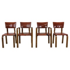 Set di 4 sedie da pranzo in legno di bengala della metà del secolo scorso, in stile Thonet