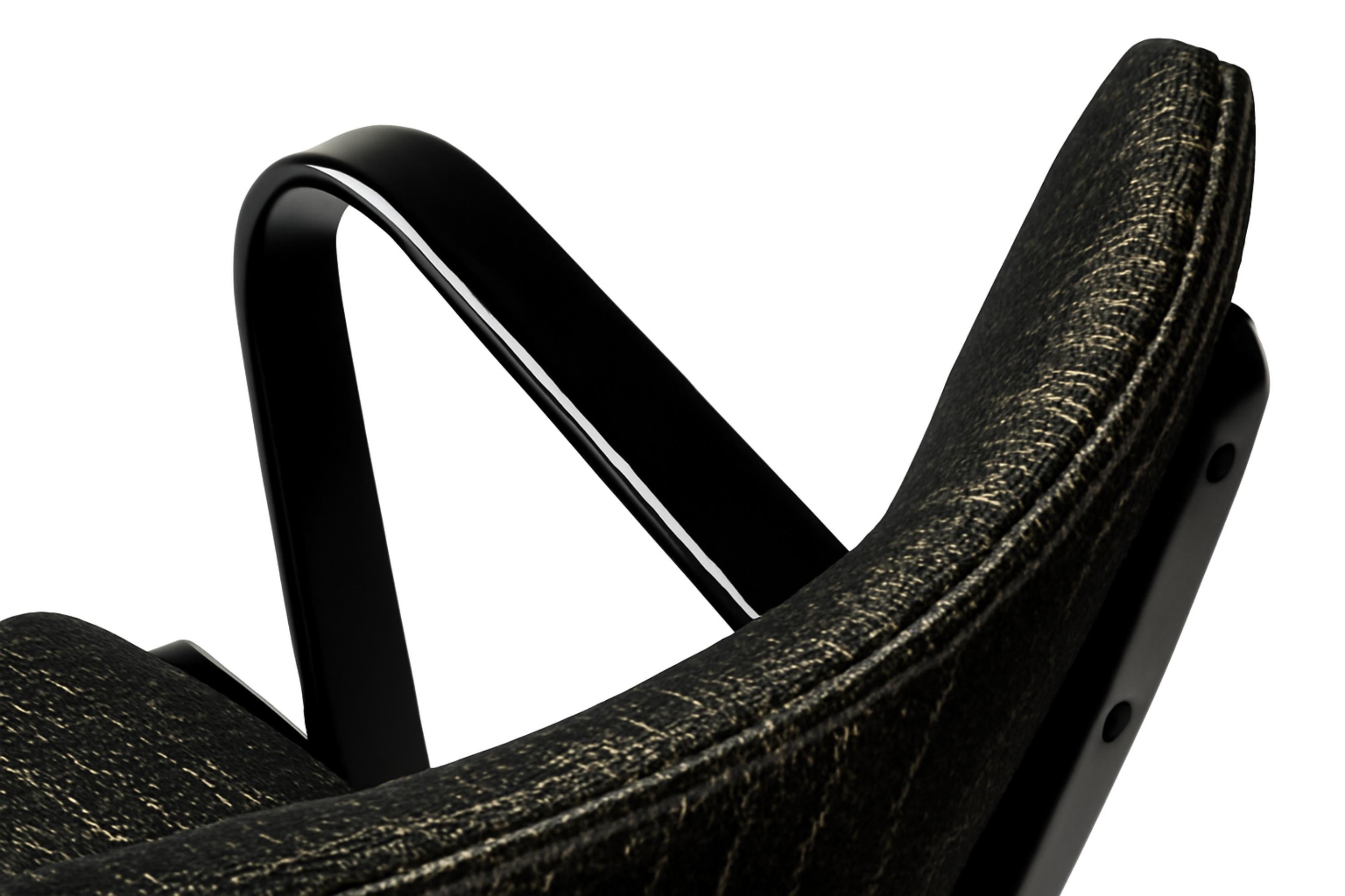 4er-Set Mid Century Schwarzer Lack  Sessel, 1952–1960, Dänemark, Dänemark im Angebot 6