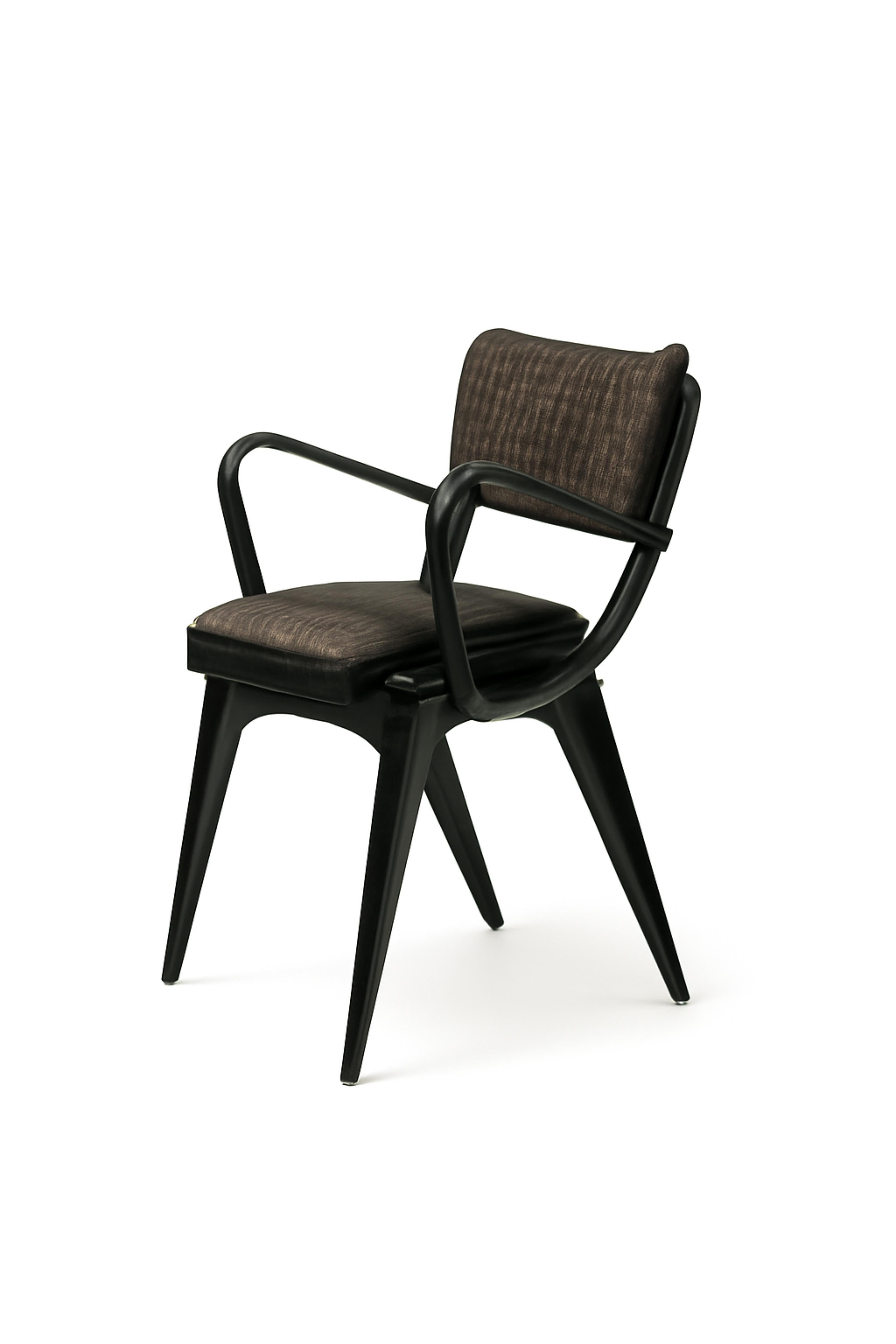 4er-Set Mid Century Schwarzer Lack  Sessel, 1952–1960, Dänemark, Dänemark im Angebot 12