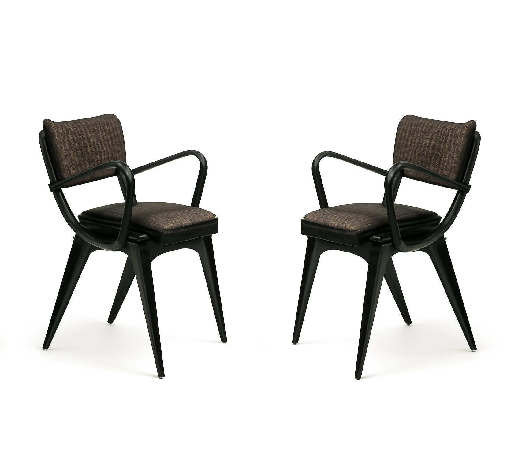 4er-Set Mid Century Schwarzer Lack  Sessel, 1952–1960, Dänemark, Dänemark (Dänisch) im Angebot