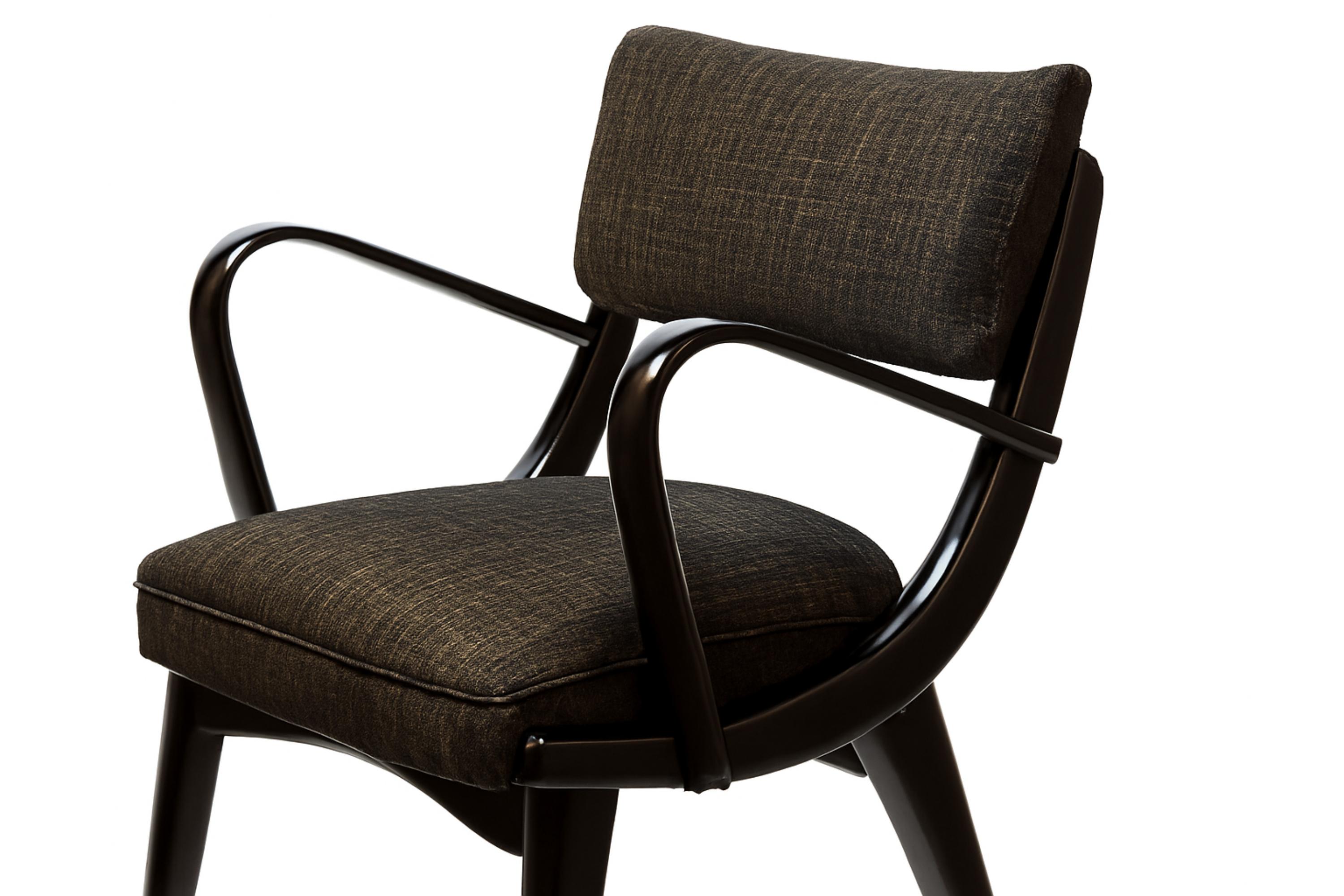 4er-Set Mid Century Schwarzer Lack  Sessel, 1952–1960, Dänemark, Dänemark im Angebot 2