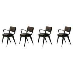 Set Of 4 Mid Century Black Lacquer  Armchairs, 1952 - 1960, Denmark