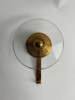 Set of 4 Mid-Century brass and glass coat hangers in the style of Fontana Arte