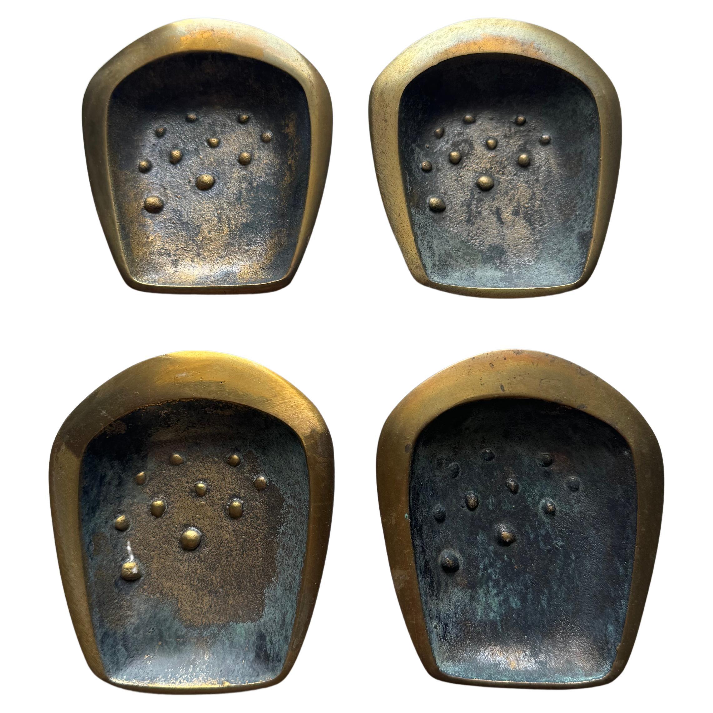 Set Of 4 Mid Century Brass Ashtrays By Dayagi, Israel 1960s For Sale