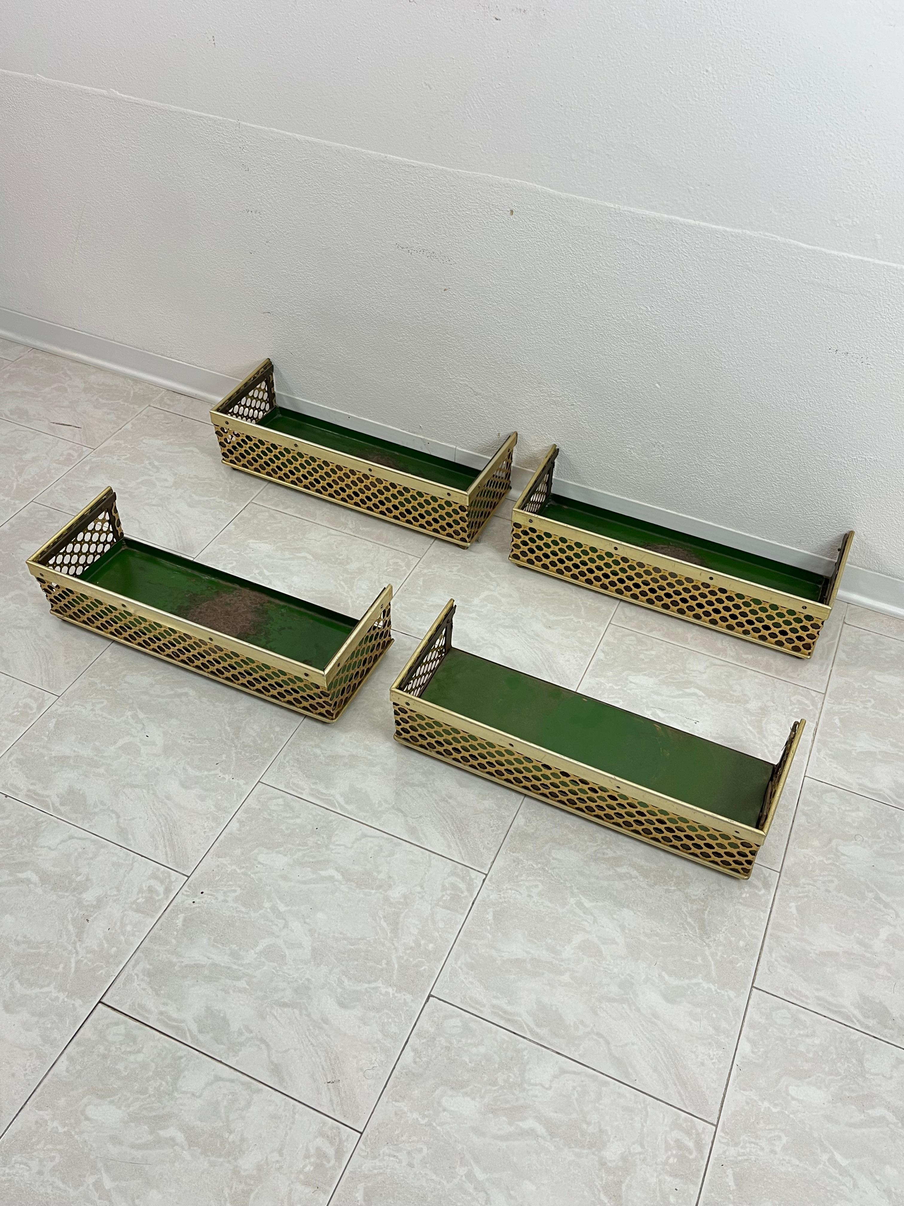 Italian Set of 4 Mid-Century Brass-Covered Planters Attributed to Gio Ponti 1950s For Sale