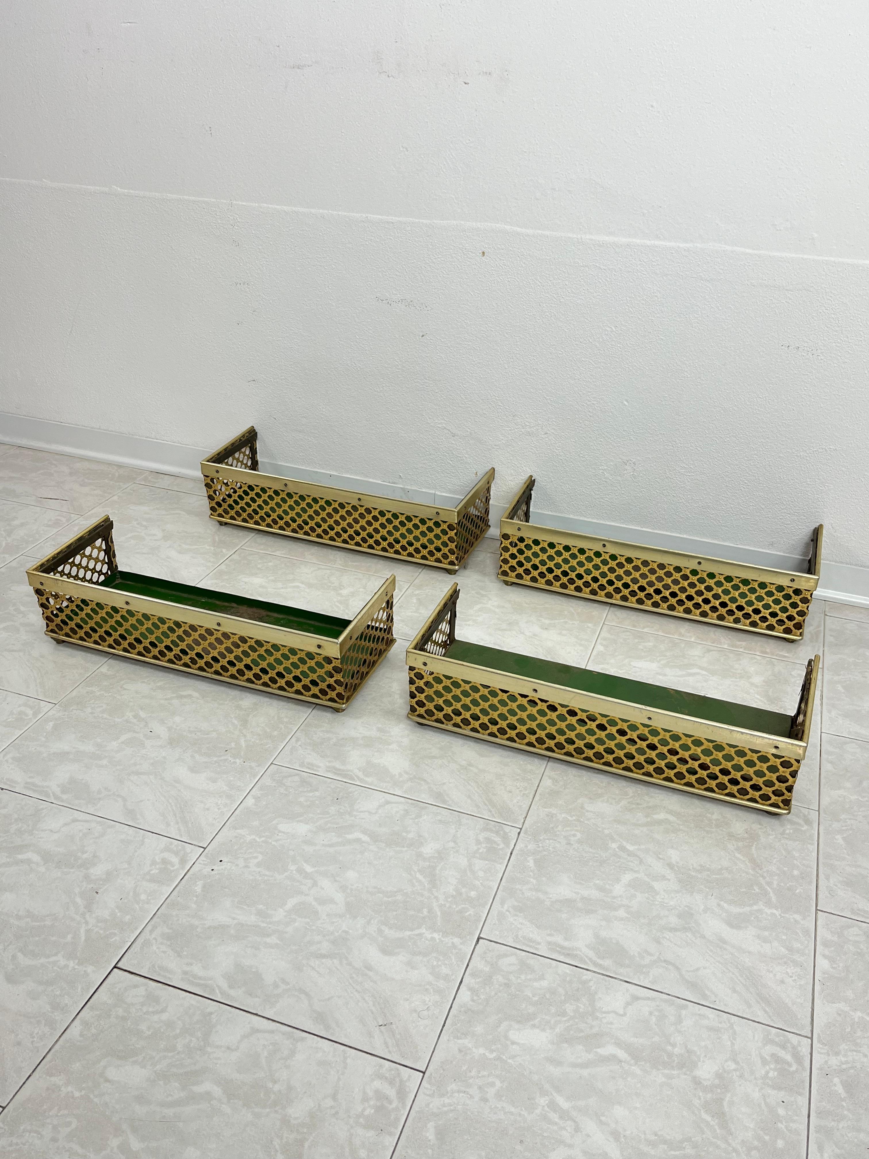 Set of 4 Mid-Century Brass-Covered Planters Attributed to Gio Ponti 1950s In Good Condition For Sale In Palermo, IT