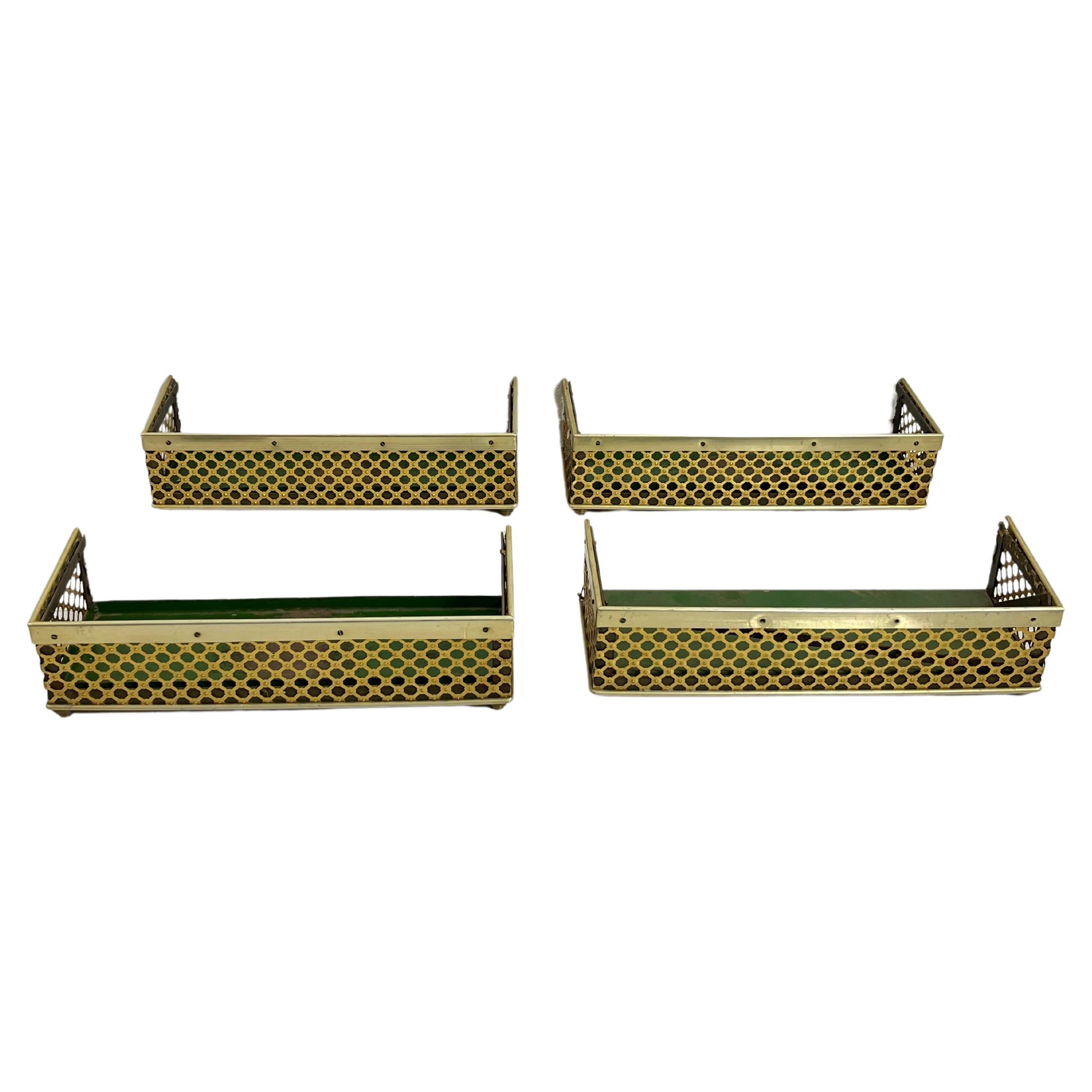 Set of 4 Mid-Century Brass-Covered Planters Attributed to Gio Ponti 1950s For Sale
