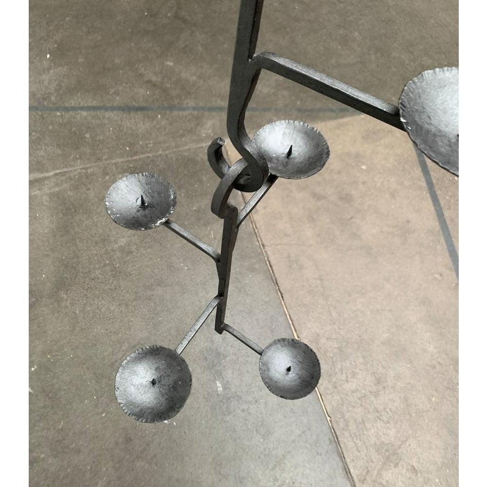 Set of 4 Mid-Century Brutalist Wrought Iron Cascade Candleholder Pendant, 1960s For Sale 6