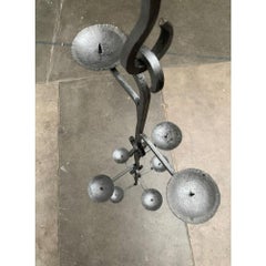 Set of 4 Mid-Century Brutalist Wrought Iron Cascade Candleholder Pendant, 1960s