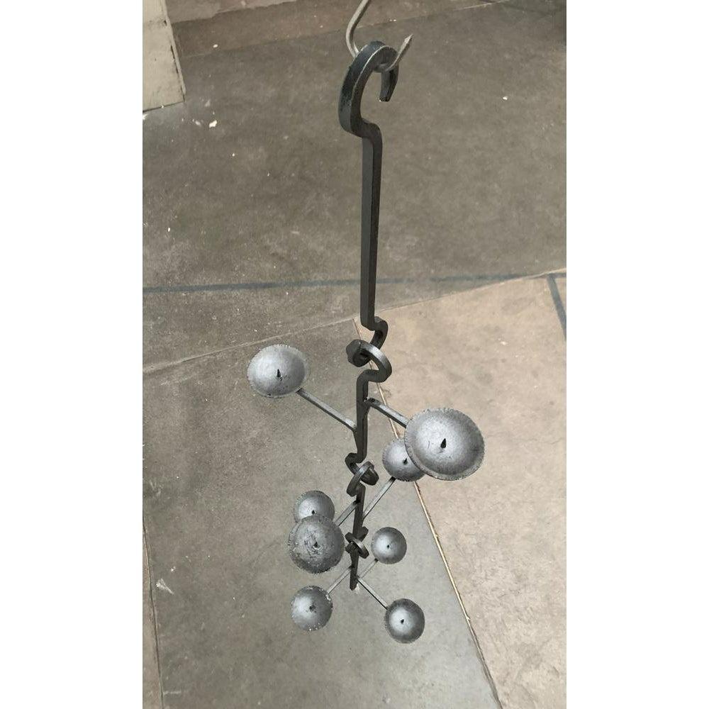 Set of 4 Mid-Century Brutalist Wrought Iron Cascade Candleholder Pendant, 1960s For Sale 3