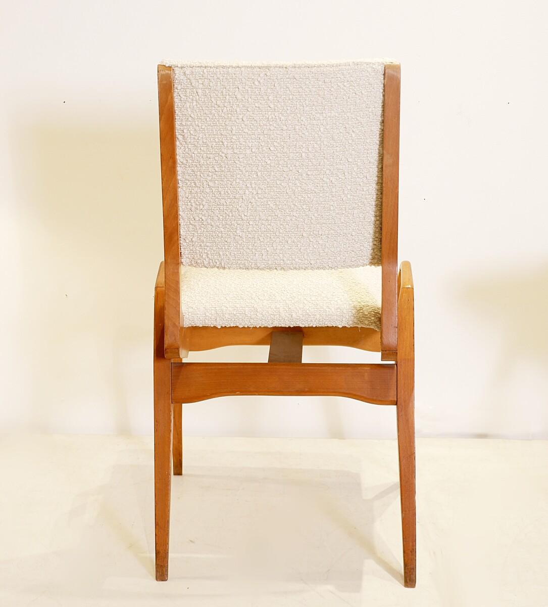 Ensemble de 4 chaises du milieu du siècle par Maurice Pré - Années 1950 - Nouveau rembourrage en vente 5