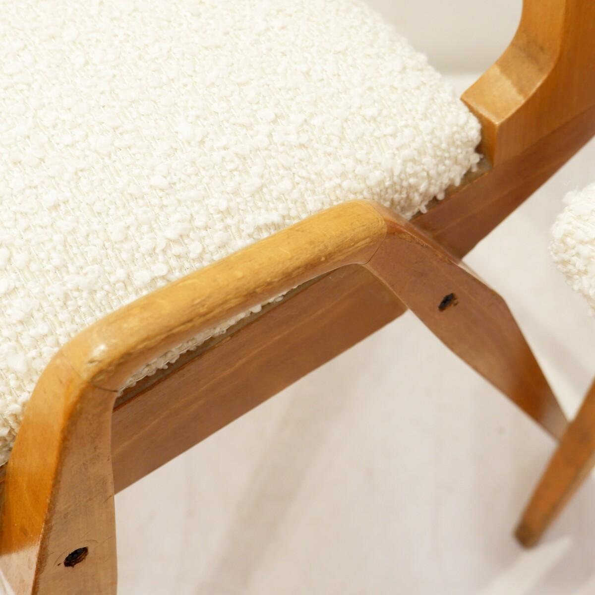 Tissu Ensemble de 4 chaises du milieu du siècle par Maurice Pré - Années 1950 - Nouveau rembourrage en vente