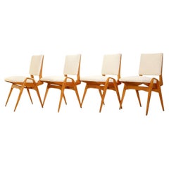Ensemble de 4 chaises du milieu du siècle par Maurice Pré - Années 1950 - Nouveau rembourrage
