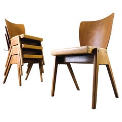 Set of 4 Mid Century chairs Kadeder beech vintage stacking chair
