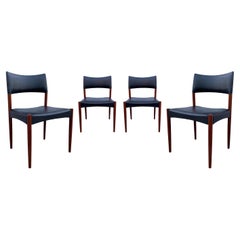 Retro Set of 4 Mid Century Danish Modern Dining Chairs in Teak by Villy Schou Andersen