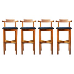 Set of 4 Mid Century Danish Modern Teak Bar Stools