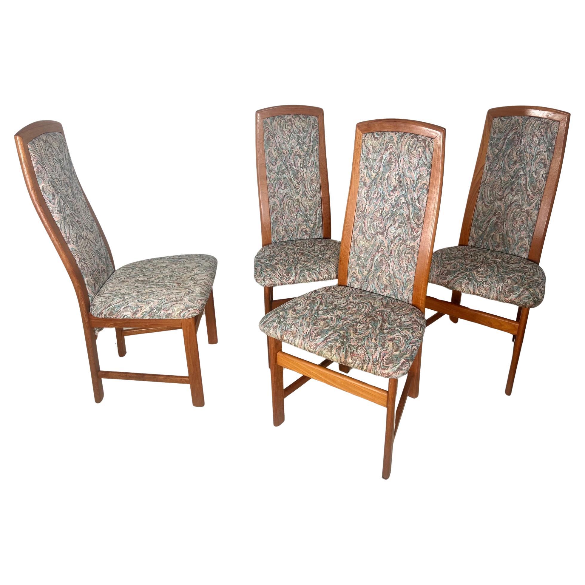 Set of 4 Mid Century  Danish Modern Teak Dining Chairs By Nordic Furniture 
