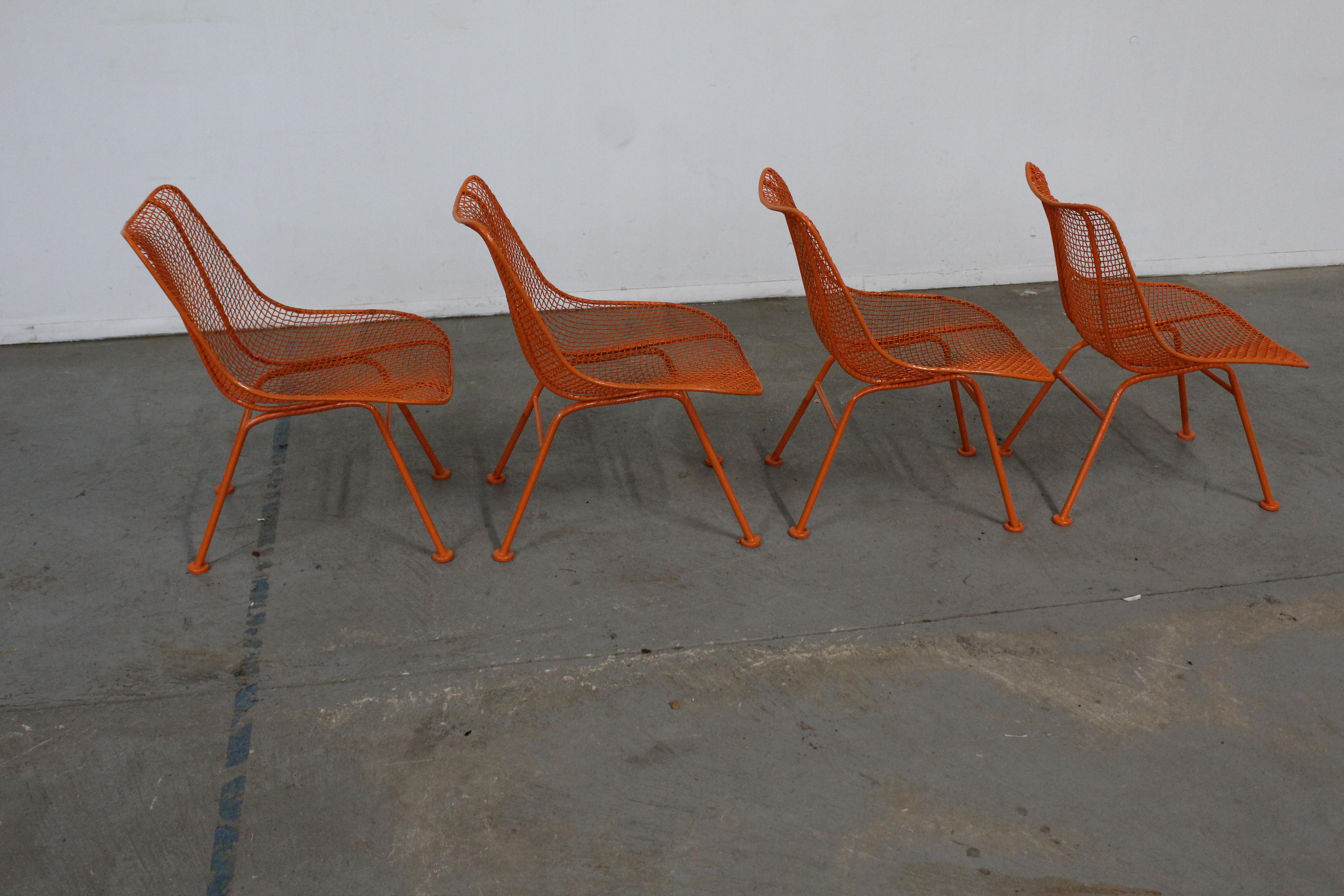 Set of 4 Mid Century Danish Modern Woodard Sculptura Low Profile Side Chairs For Sale 4