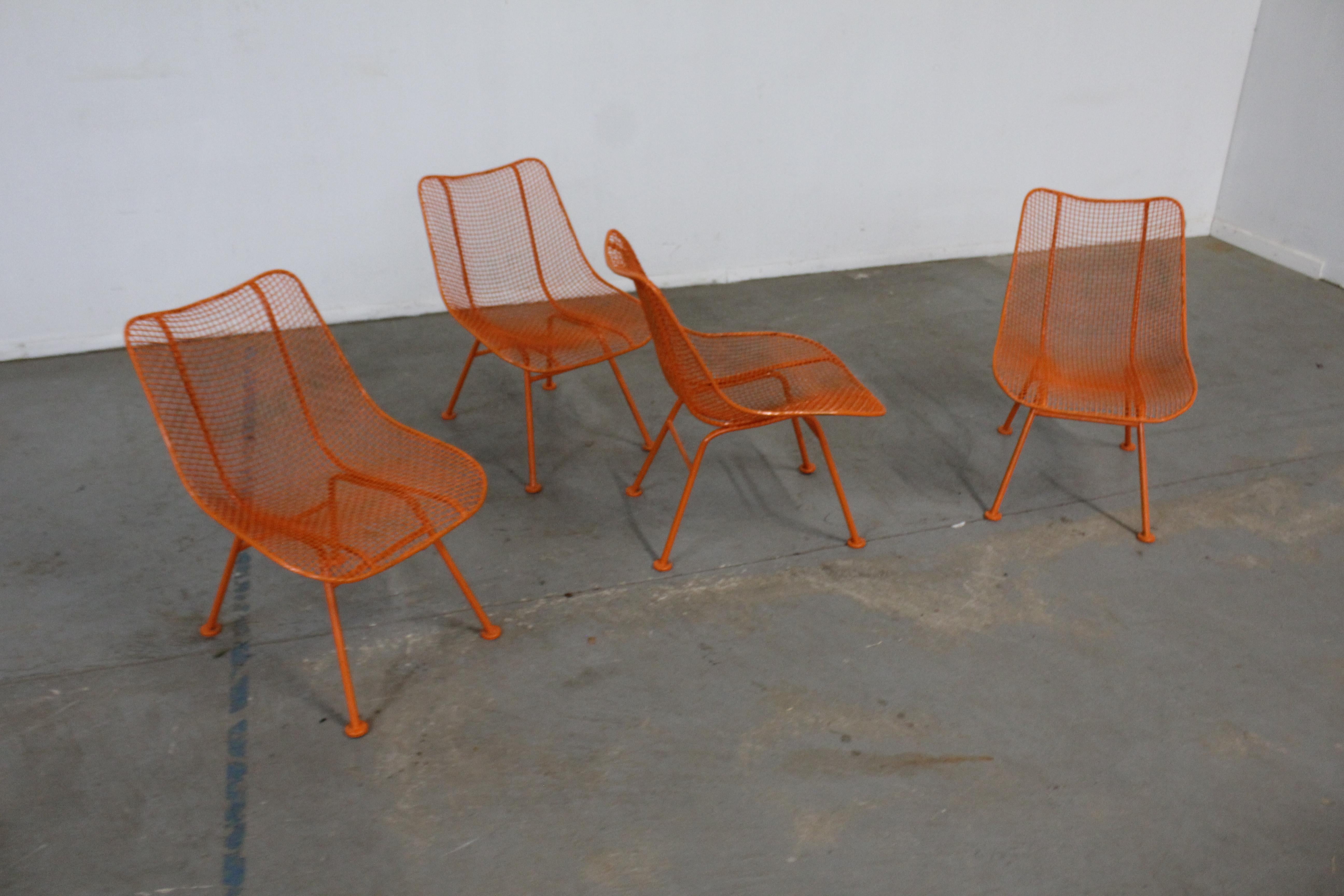 Set of 4 Mid Century Danish Modern Woodard Sculptura Low Profile Side Chairs For Sale 7