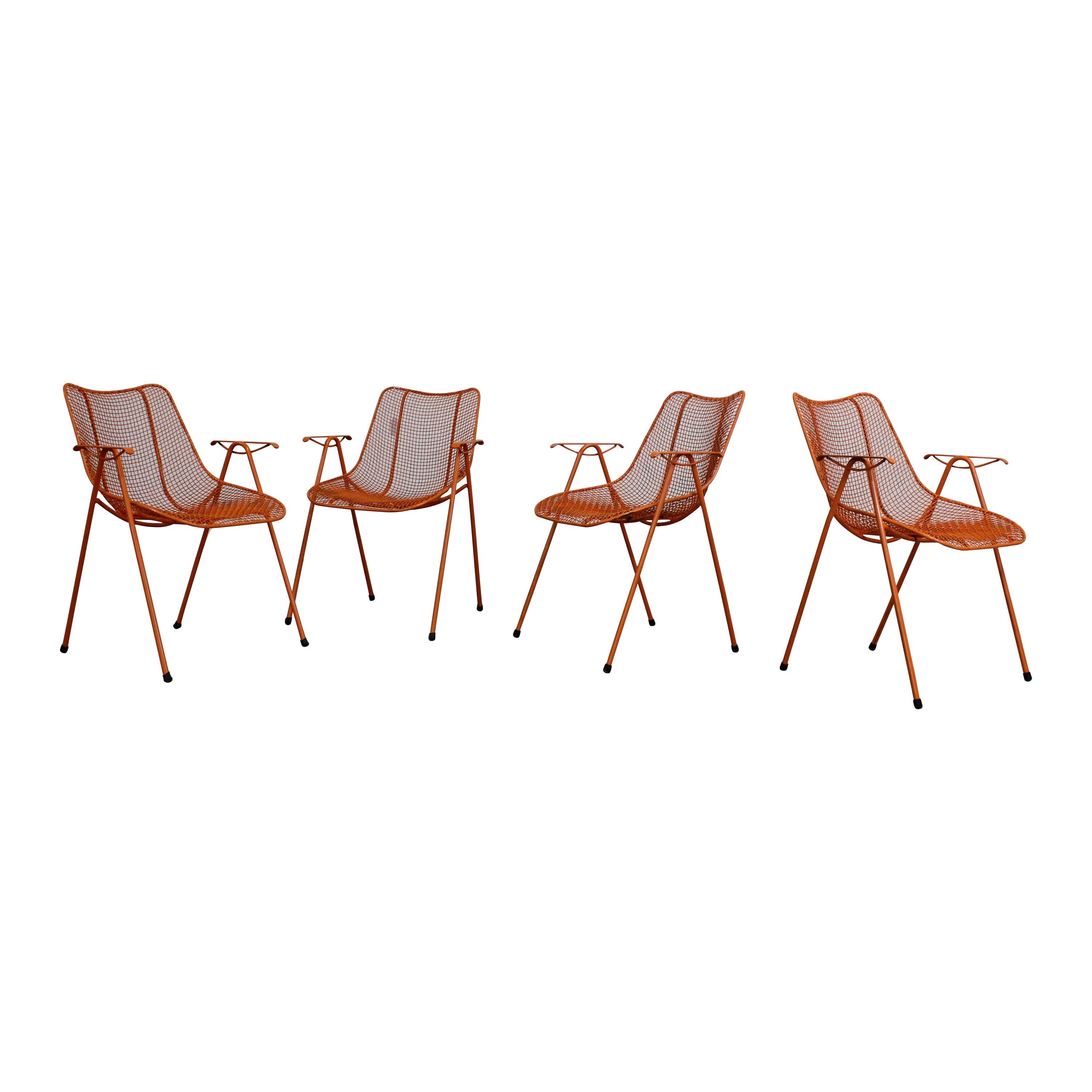 Set of 4 Mid-Century Danish Modern Woodard Sculptural Arm Chairs
