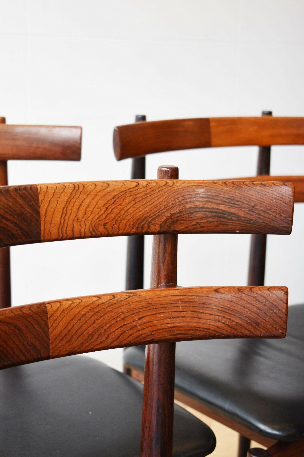 Mid-20th Century Set of 4 Mid Century Danish Poul Hundevad Model 30 Rosewood Dining Chairs