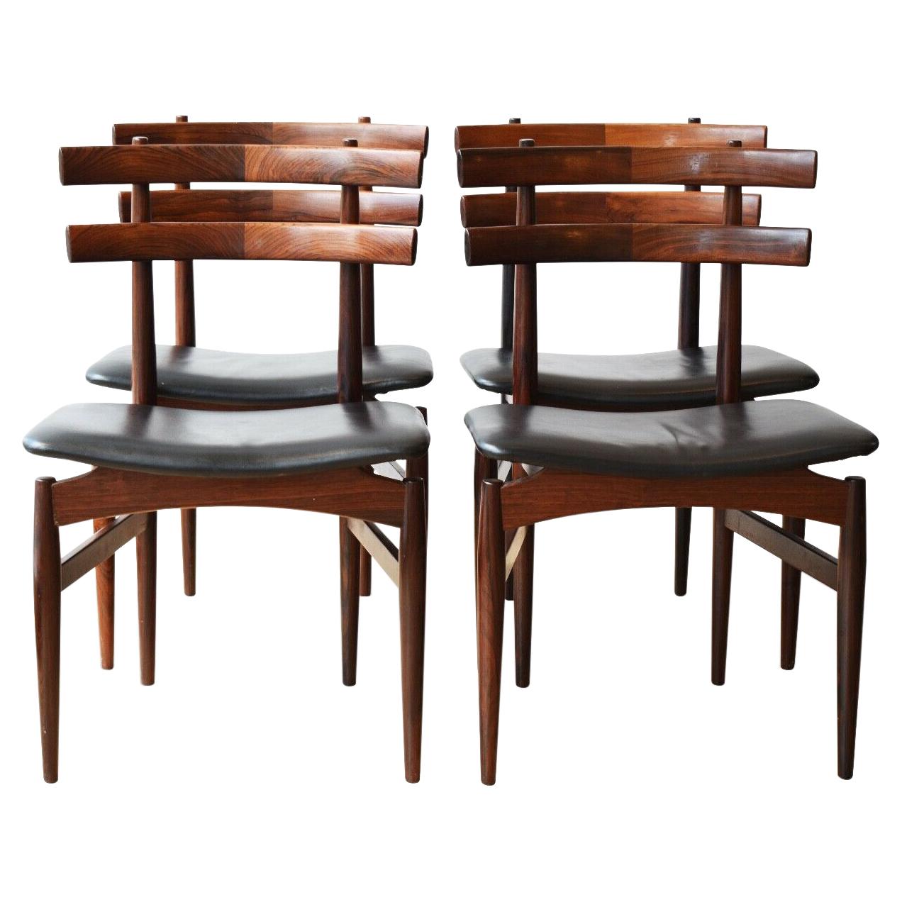 Set of 4 Mid Century Danish Poul Hundevad Model 30 Rosewood Dining Chairs