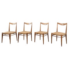 Set of 4 Mid-Century Danish Rush Seat Dining Chairs