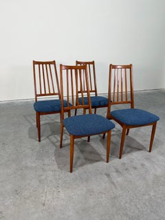 Set of 4 Mid Century Danish Teak Dining Chairs, New Upholstery