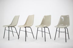 Set of 4 Midcentury Design Fiberglass Dining Chairs / Czechoslovakia, 1960s