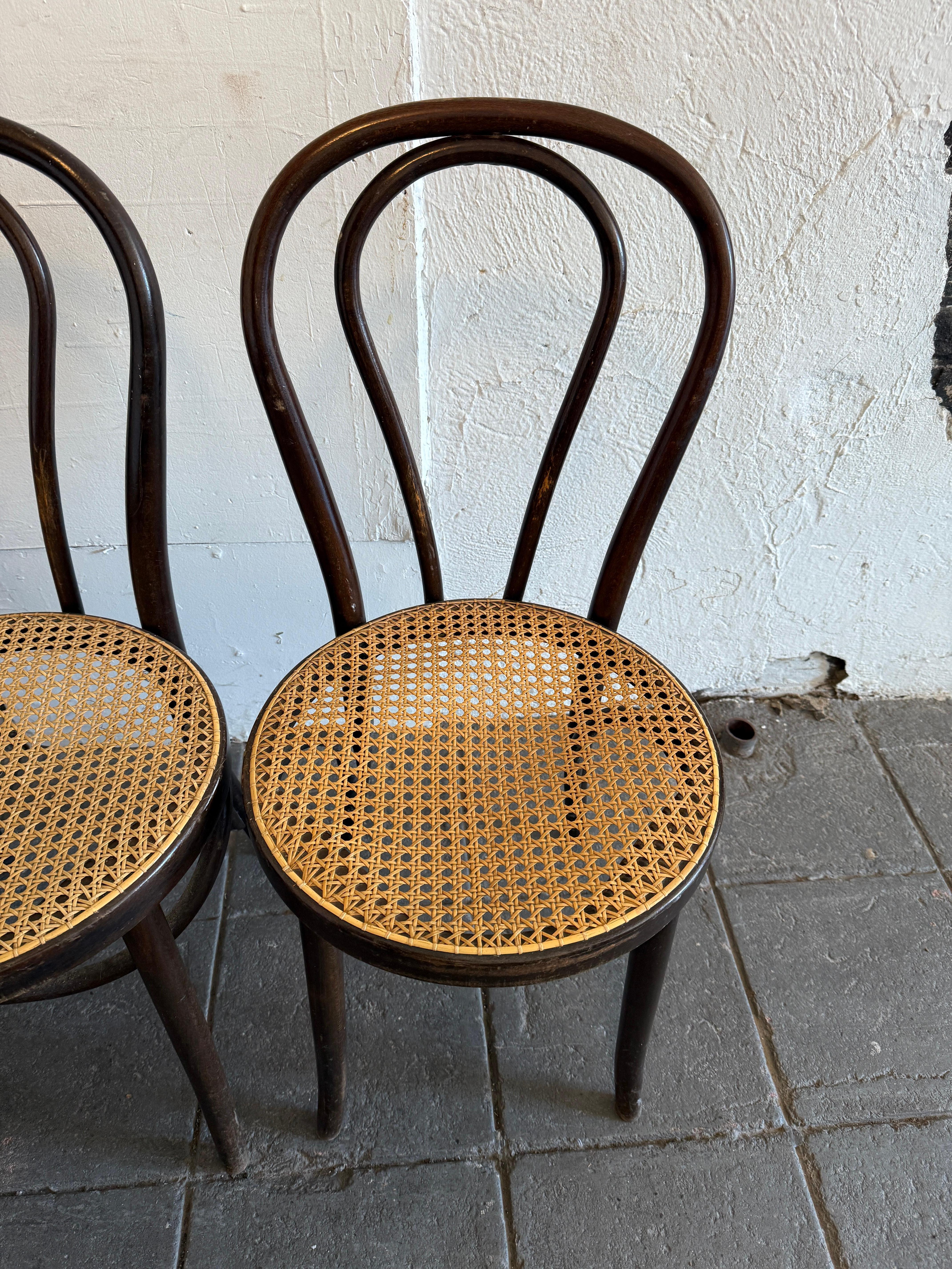 Polish Set of 4 Mid-Century Dining Cafe Bentwood Chairs by Thonet