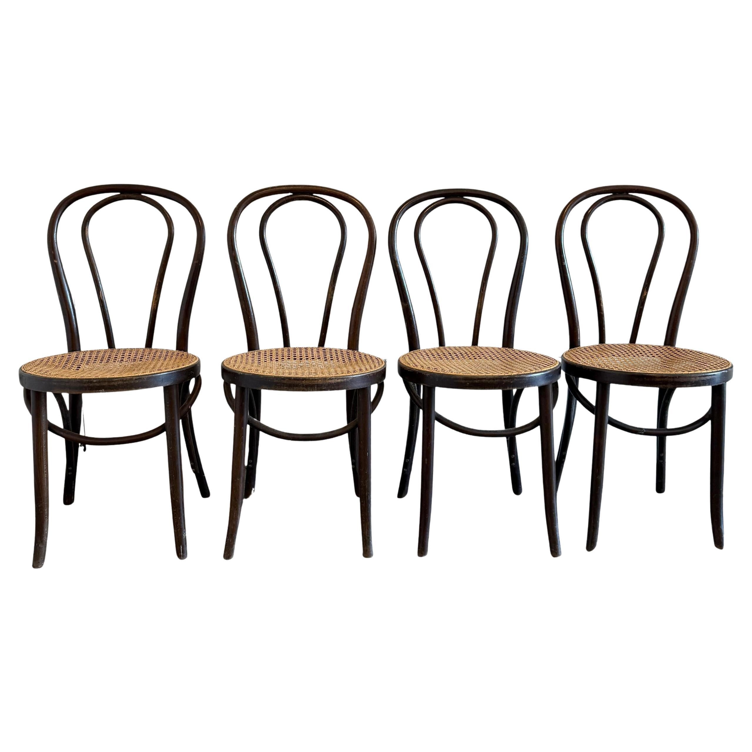 Set of 4 Mid-Century Dining Cafe Bentwood Chairs by Thonet
