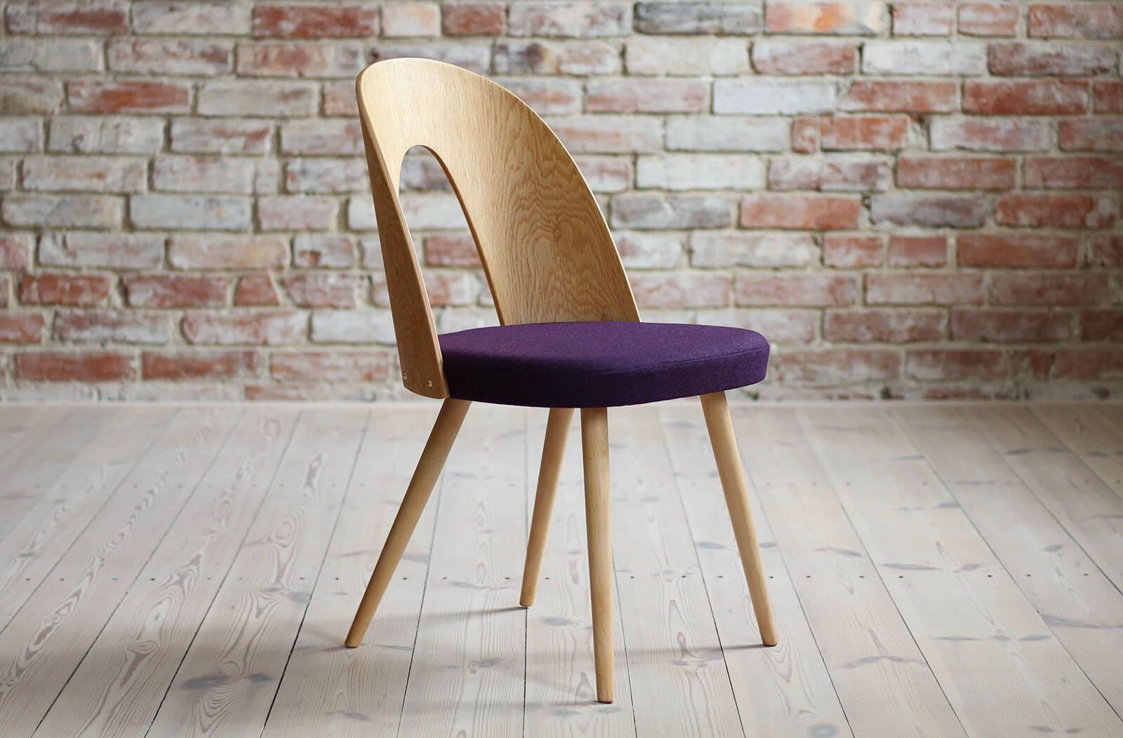 Oiled Set of 4 Mid Century Dining Chairs by A.Šuman, Customizable Upholstery Available For Sale