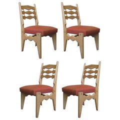 Set of 4 Mid-Century Dining Chairs by Guillerme et Chambron