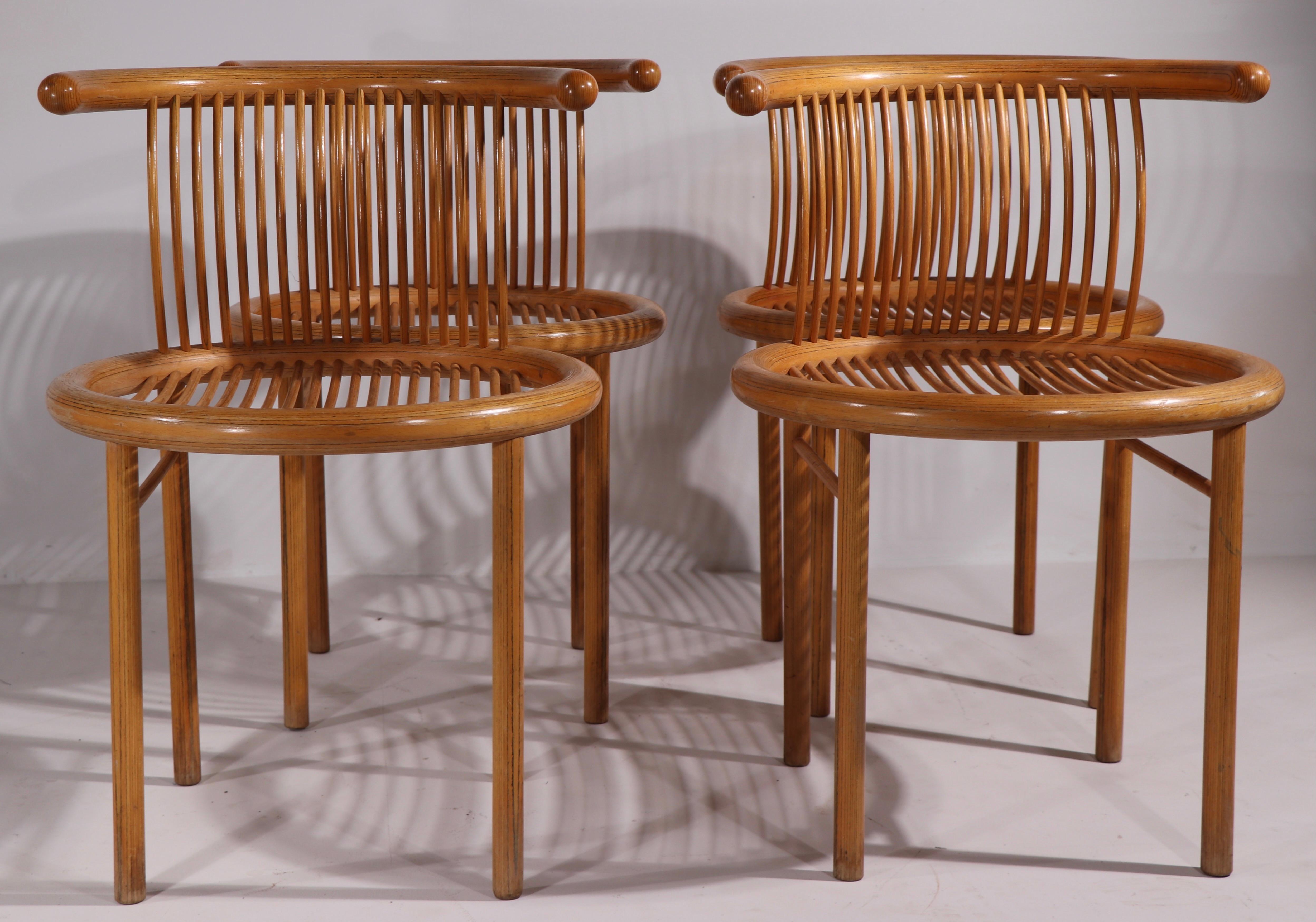 Wood Set of 4 Mid Century Dining Chairs by Helmut Lubke