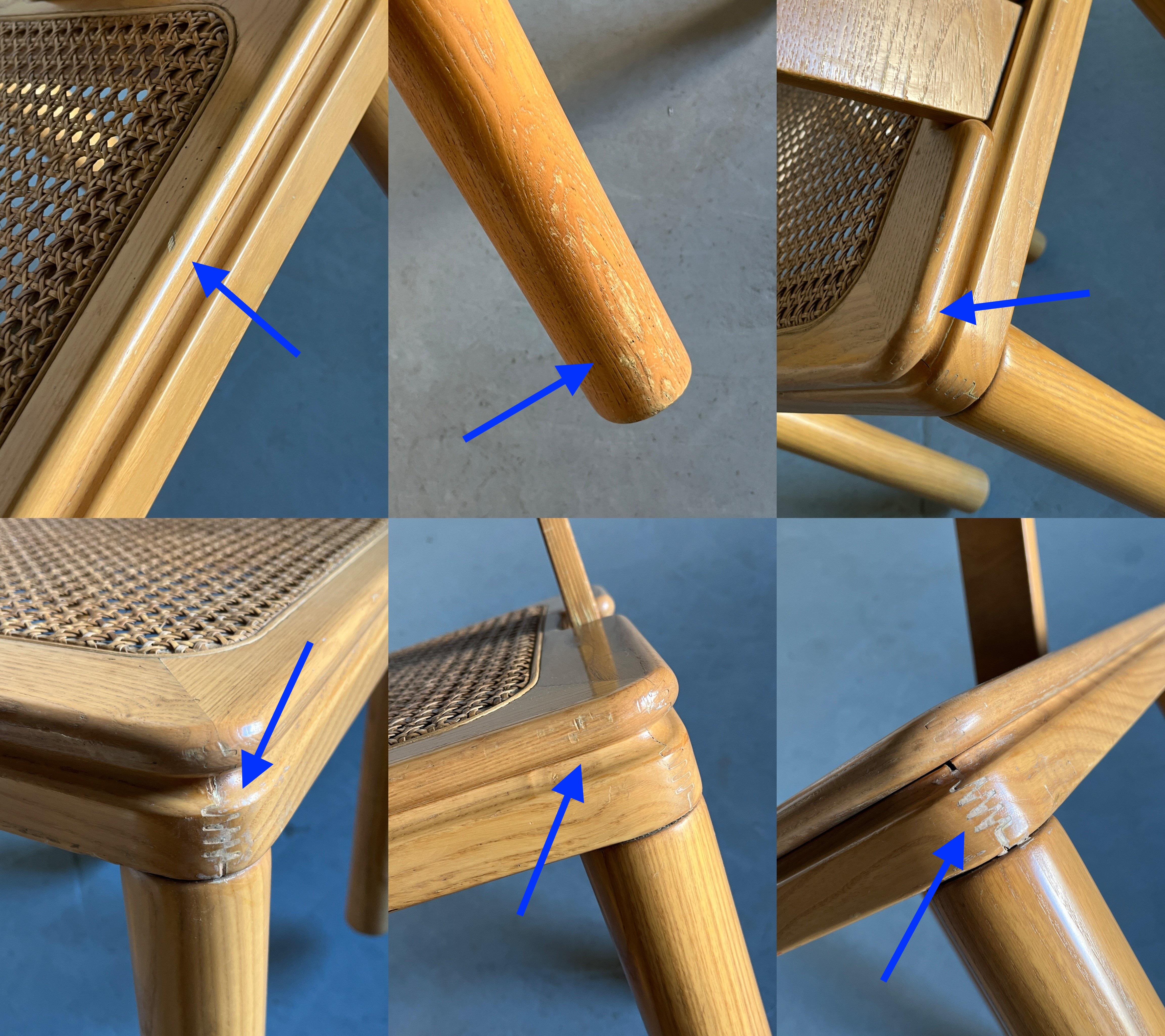 Set of 4 Mid-Century Dining Chairs by RB Rossana in Cane and Ash, Italy 1960s For Sale 5