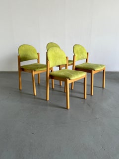 Set of 4 Mid-Century Dining Chairs by Wiesner Hager in Light Green Upholstery