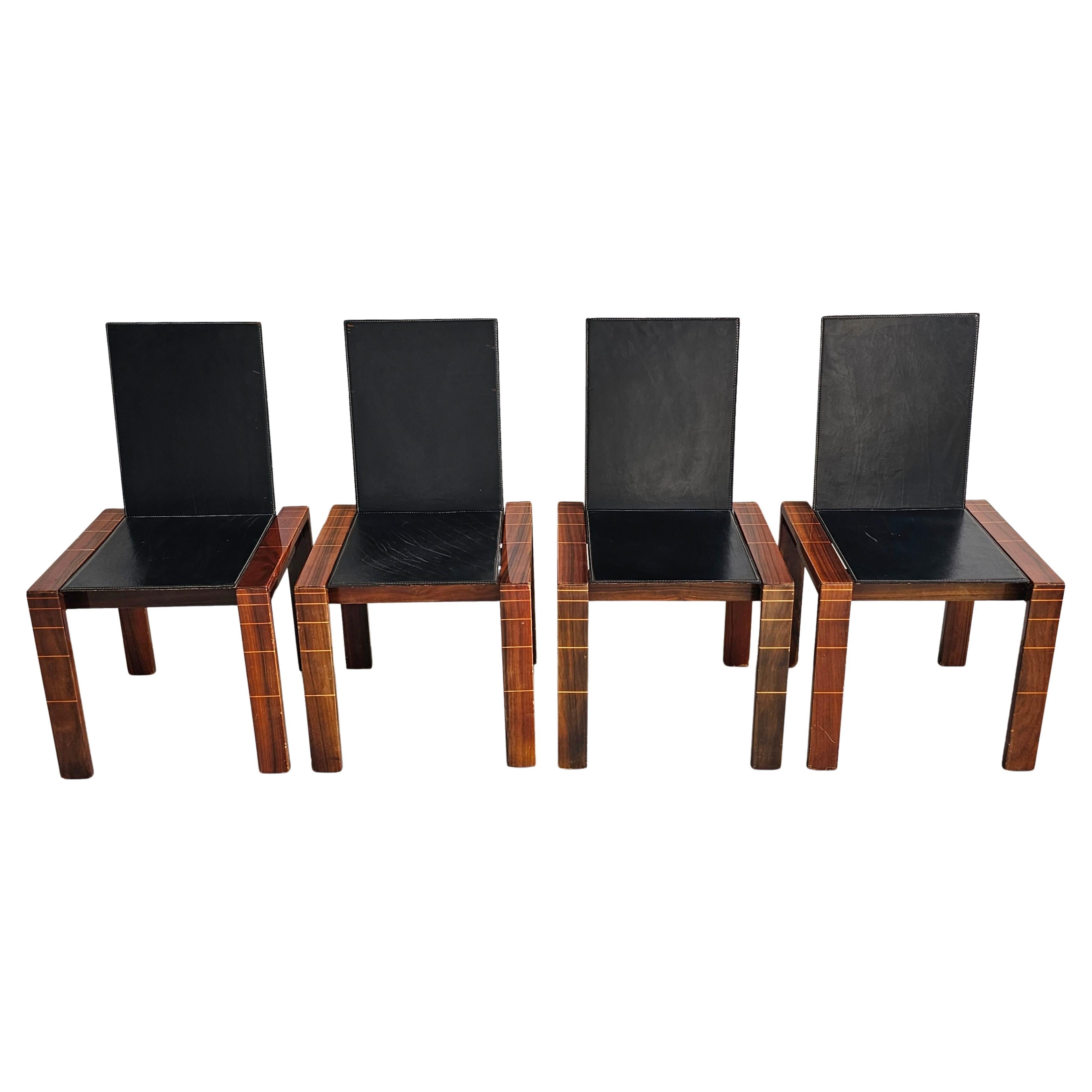 Set di 4 sedie da pranzo di metà secolo in palissandro nello stile di Afra & Tobia Scarpa in vendita