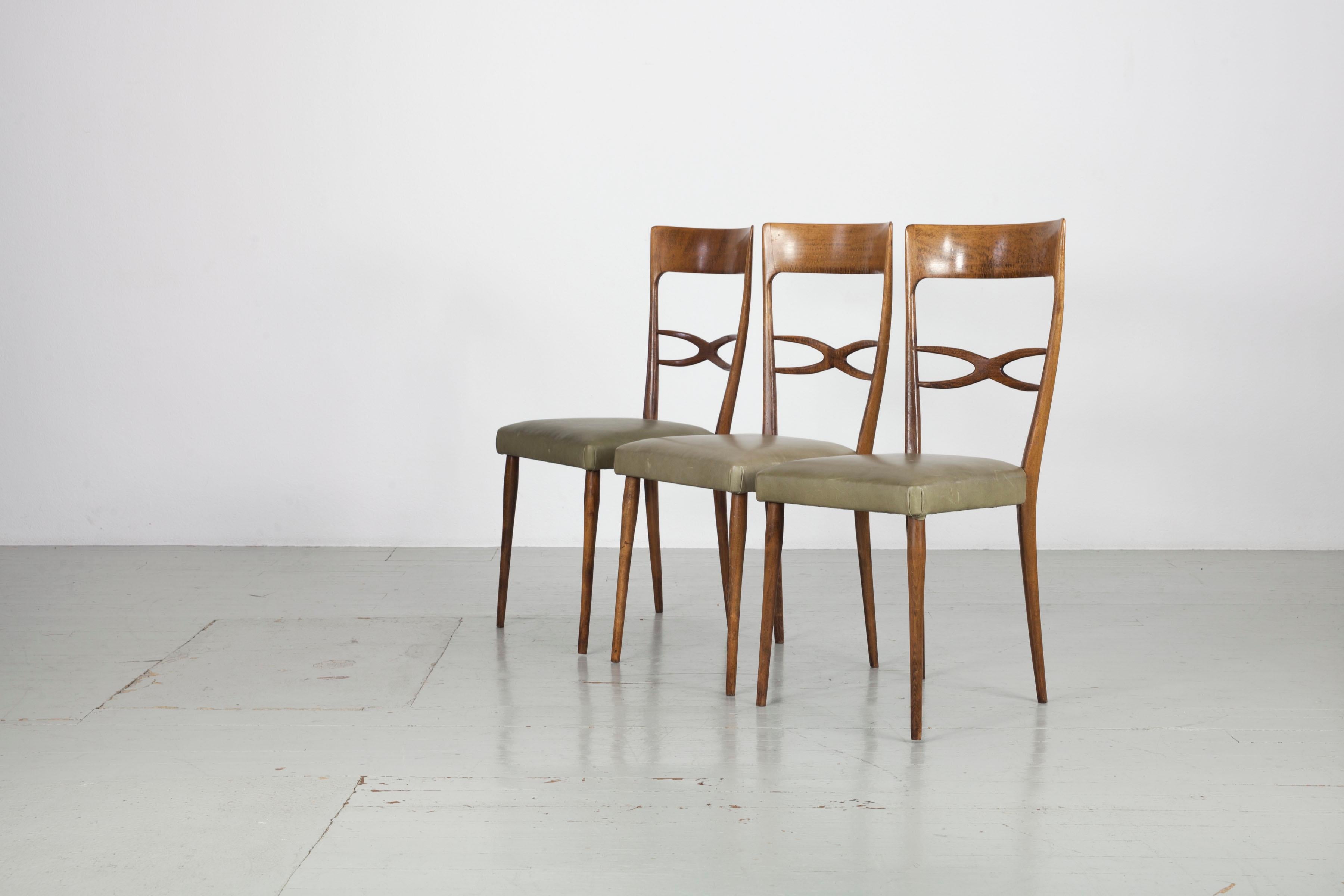 Set of 4 Mid-century dining chairs, made by Consorzio Sedie Friuli, Italy 1950s For Sale 6