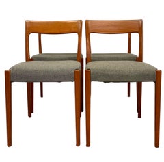 Set of 4 Mid Century Dining Chairs w/ Sculpted Wood Frames and upholstered seats