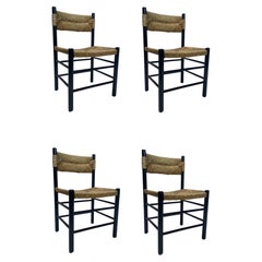 Set of 4 mid-Century "Dordogne" chairs in the style of Charlotte Perriand, 1960s