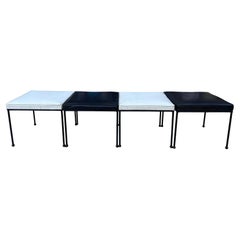 Set of 4 Mid Century Frederic Weinberg Black white Iron Stools