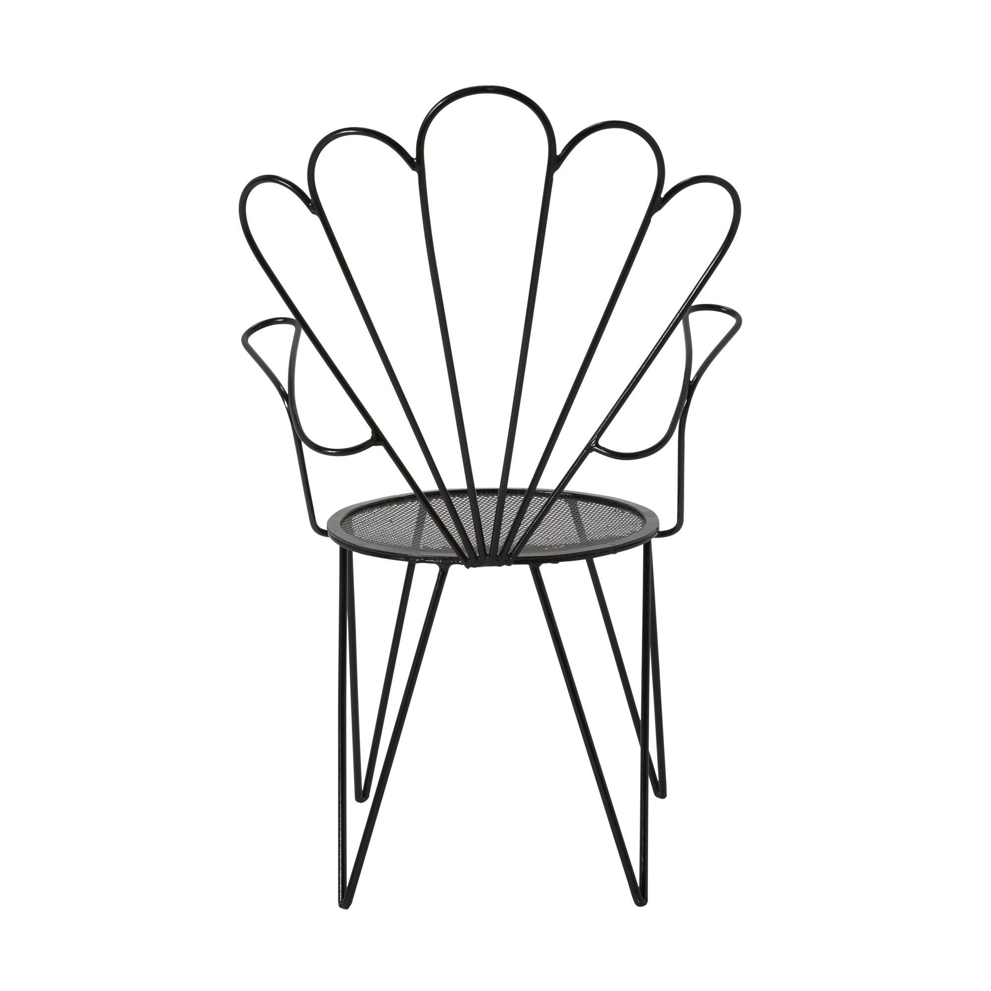 Set of 4 Midcentury French Iron Garden Chairs, Re-finished In Good Condition In New York, NY