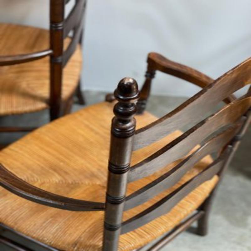 Ensemble de 4 chaises de montagne en paille du milieu du siècle dernier, années 1950 en vente 4