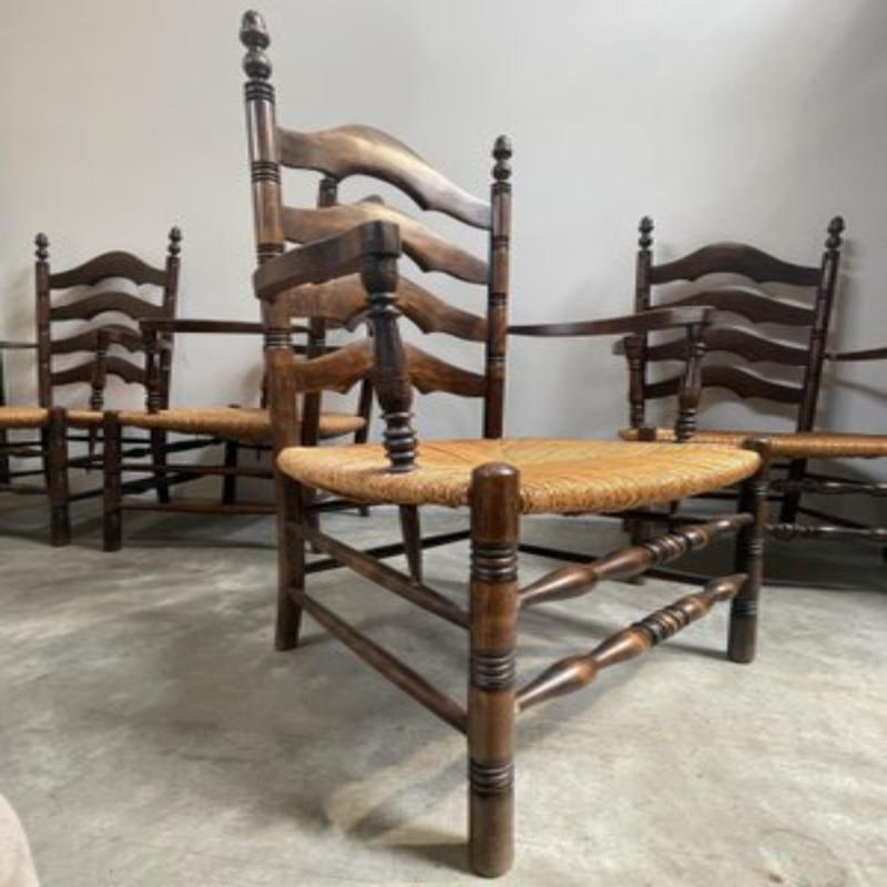 Ensemble de 4 chaises de montagne en paille du milieu du siècle dernier, années 1950 en vente 6